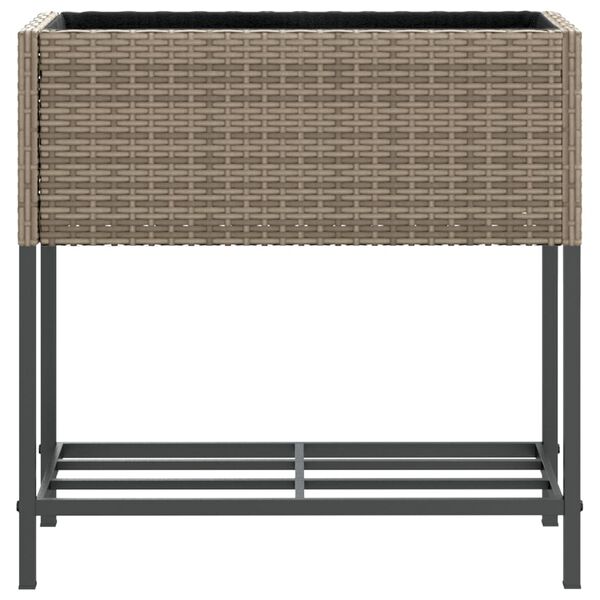 vidaXL Γλάστρες Κήπου με Ράφια 2 τεμ. Γκρι 70x28x70 εκ Συνθ. Ρατάν