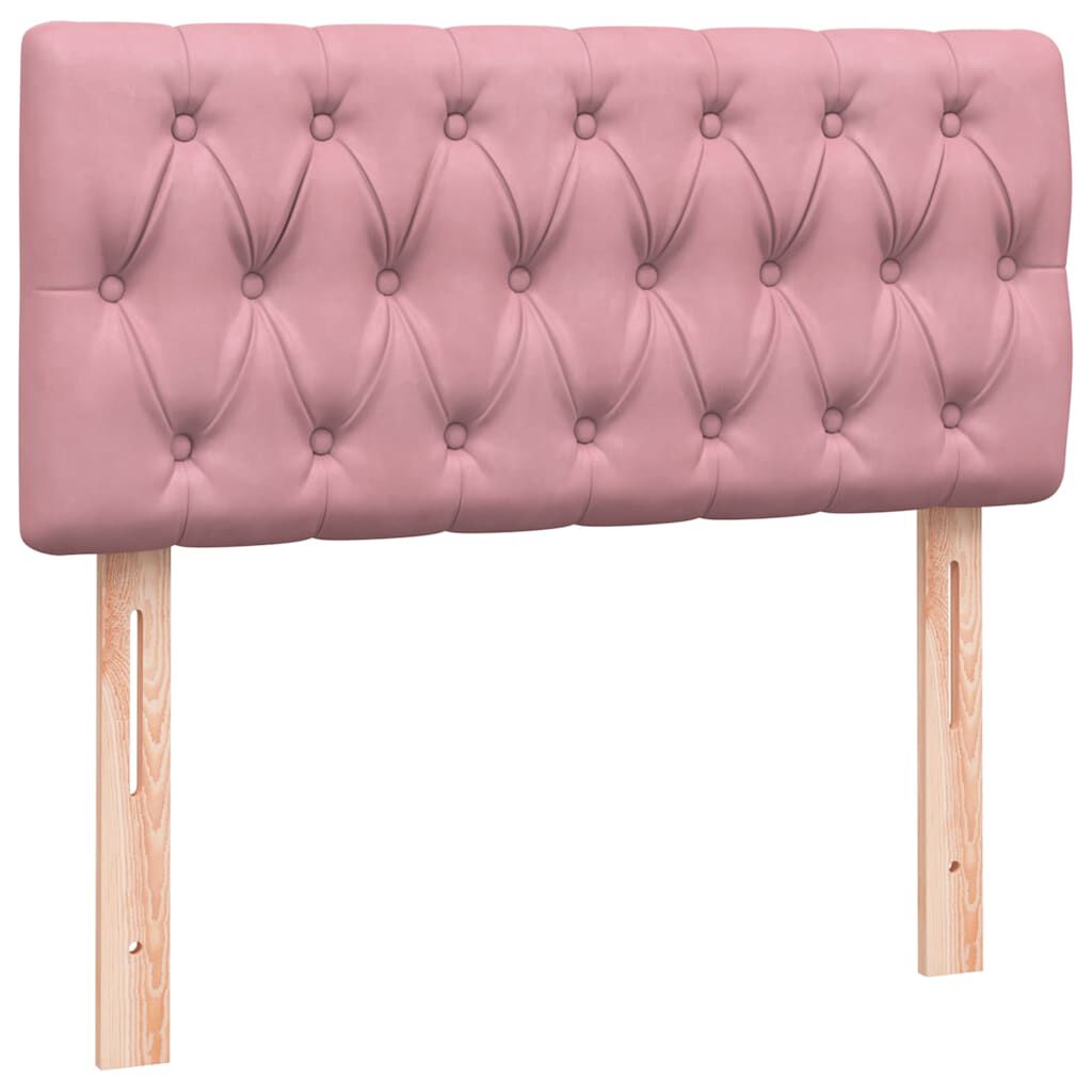 vidaXL Box Spring κρεβάτι με στρώμα ροζ 90x210 εκ. Βελούδινο