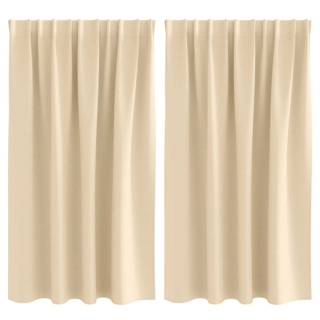 vidaXL Κουρτίνες με κουρτίνες 2 pcs Κρεμ 140 x 140 cm Πολυεστέρας