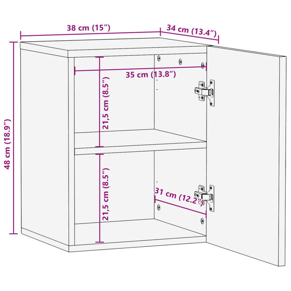 vidaXL Ντουλάπι Μπάνιου Επιτοίχιο 38x33x48 εκ. Μασίφ Ακατ. Ξύλο Μάνγκο