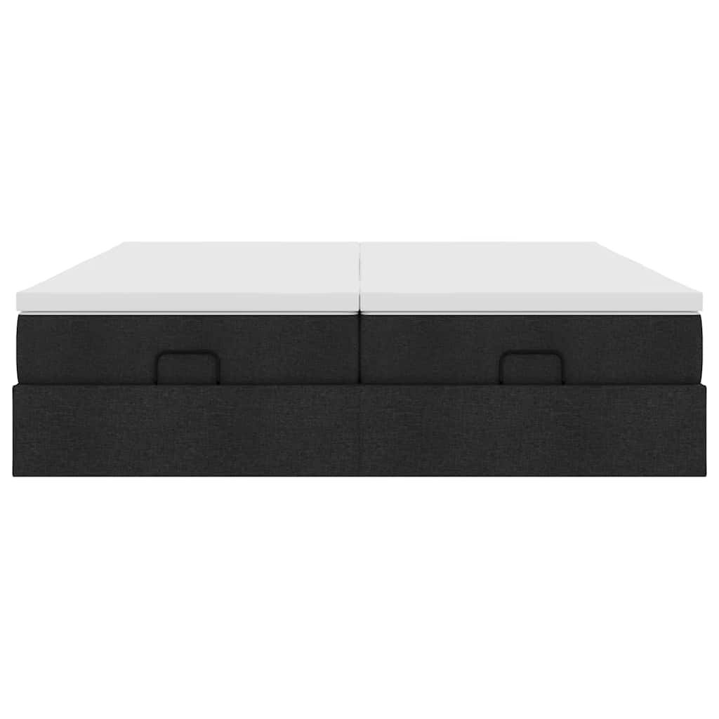 vidaXL Οθωμανικό κρεβάτι με στρώματα Μαύρο 160x200cm Ύφασμα