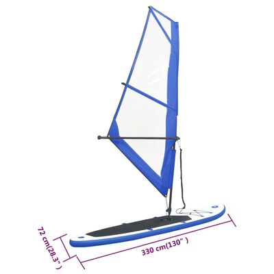 vidaXL Σανίδα SUP Φουσκωτή Σετ Μπλε / Λευκό με Πανί