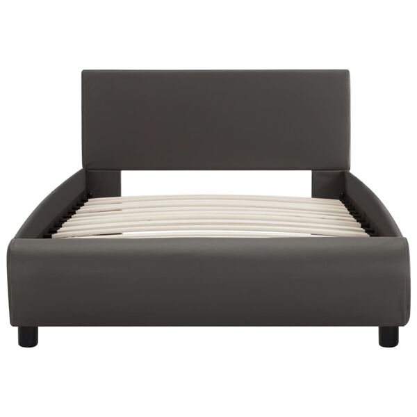 vidaXL Πλαίσιο Κρεβατιού με LED Γκρι 90x200 εκ. από Συνθετικό Δέρμα