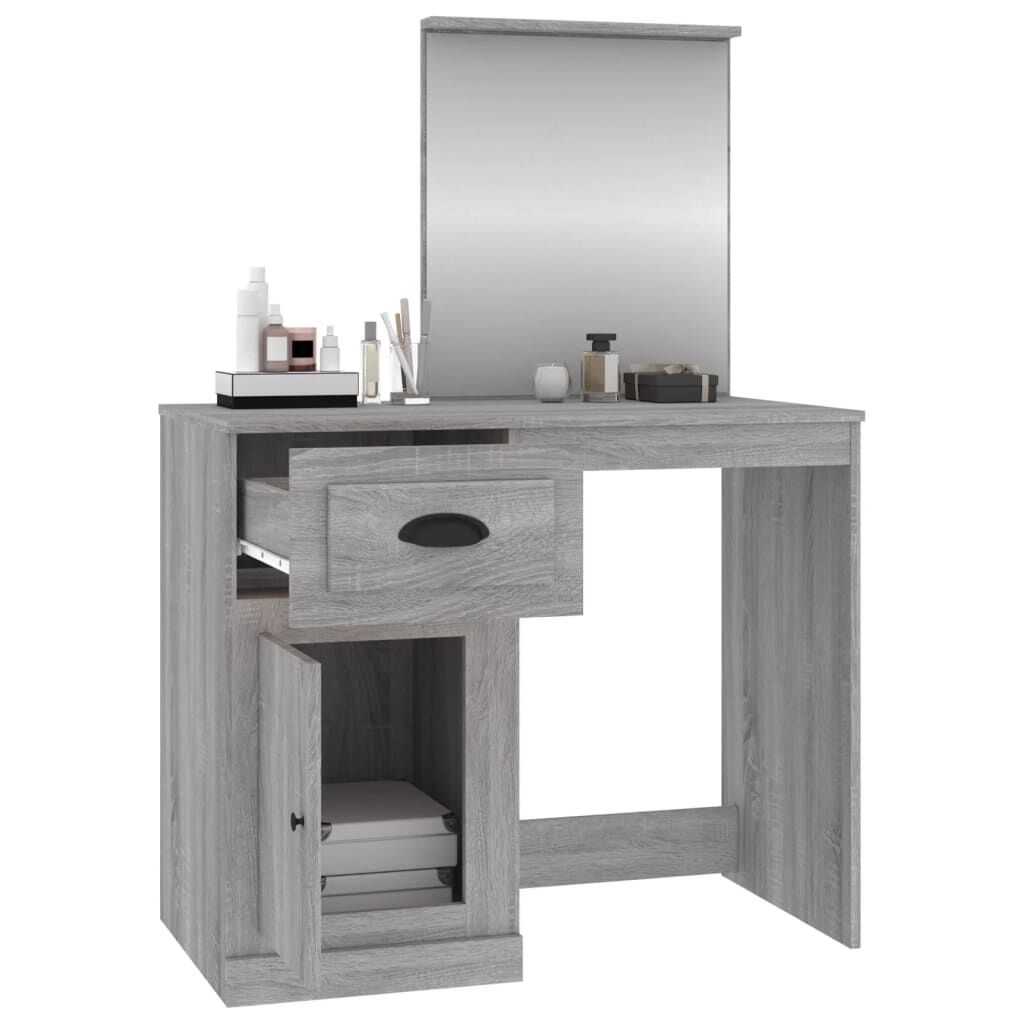 vidaXL Μπουντουάρ με Καθρέφτη Γκρι Sonoma 90x50x132,5 εκ. Επεξ. Ξύλο