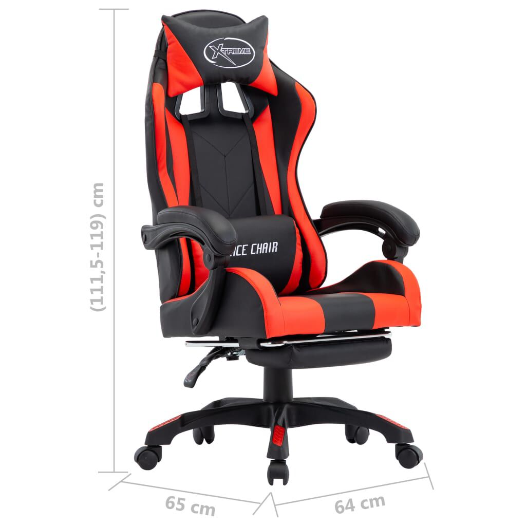 vidaXL Καρέκλα Racing με Υποπόδιο Κόκκινη/Μαύρη από Συνθετικό Δέρμα