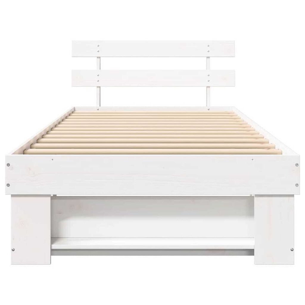 vidaXL Σκελετός Κρεβατιού Λευκό 90 x 190 cm Μασίφ ξύλο πεύκου