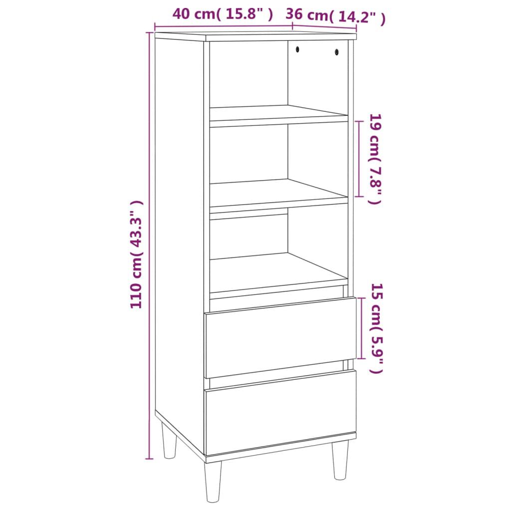 vidaXL Ντουλάπι Γυαλιστερό λευκό 40x36x110 εκ. από Επεξεργασμένο Ξύλο