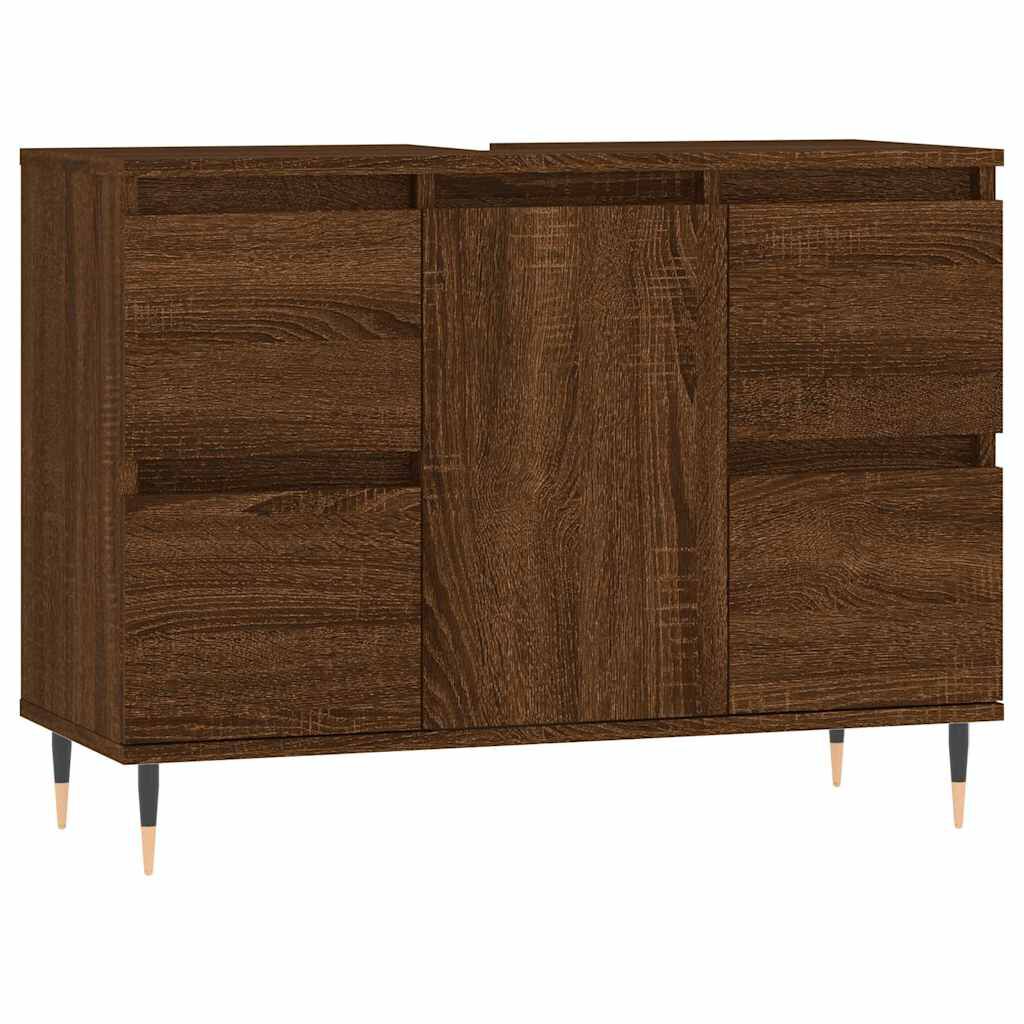 vidaXL Ντουλάπι Μπάνιου Καφέ Δρυς 80 x 33 x 60 εκ. Επεξεργασμένο Ξύλο