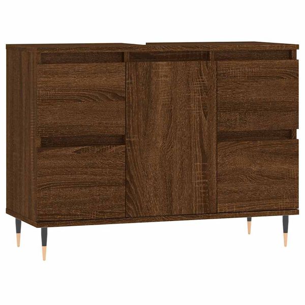 vidaXL Ντουλάπι Μπάνιου Καφέ Δρυς 80 x 33 x 60 εκ. Επεξεργασμένο Ξύλο