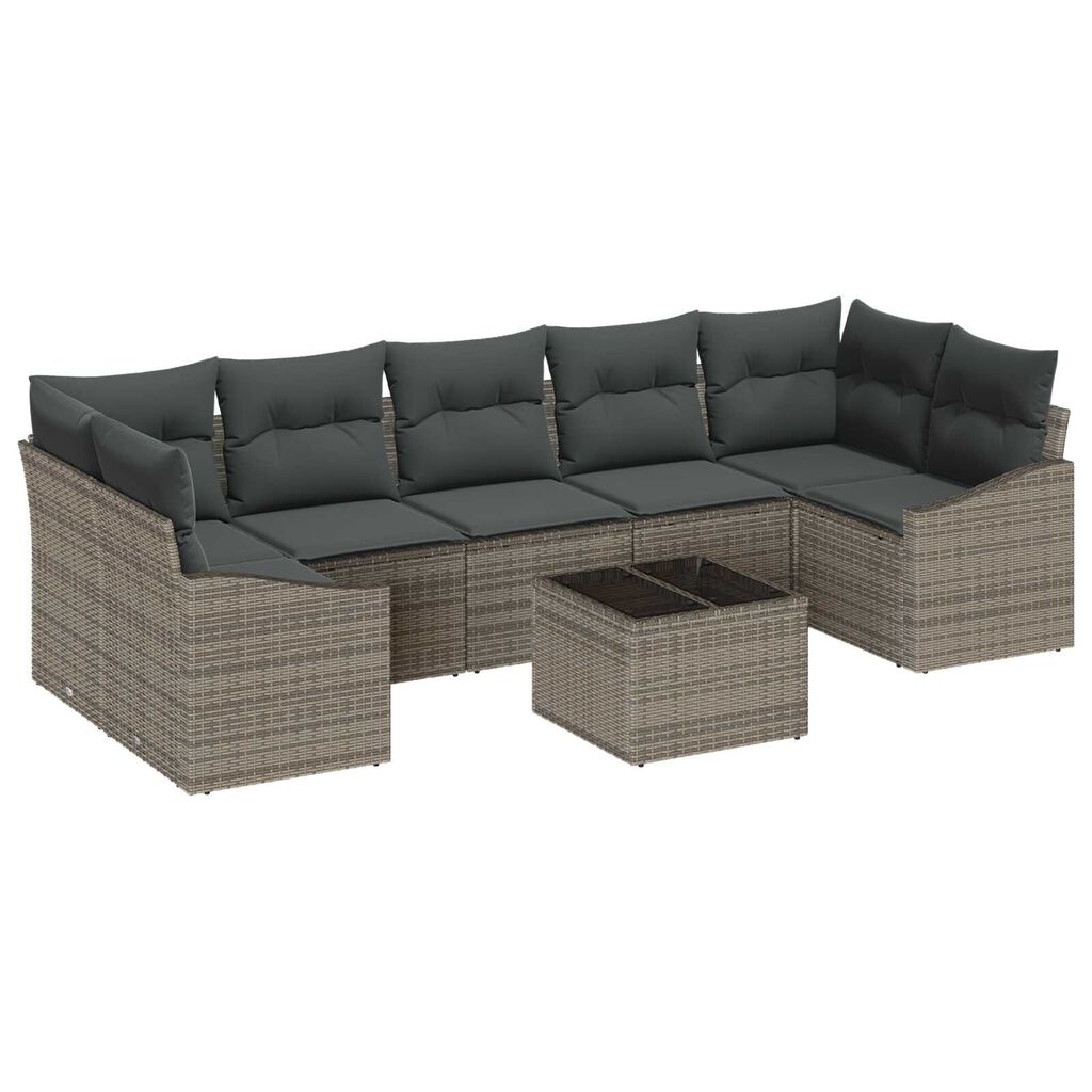 vidaXL Σετ Καναπέ Κήπου με μαξιλάρι 8 pcs Γκρι 55 x 55 x 37 εκ