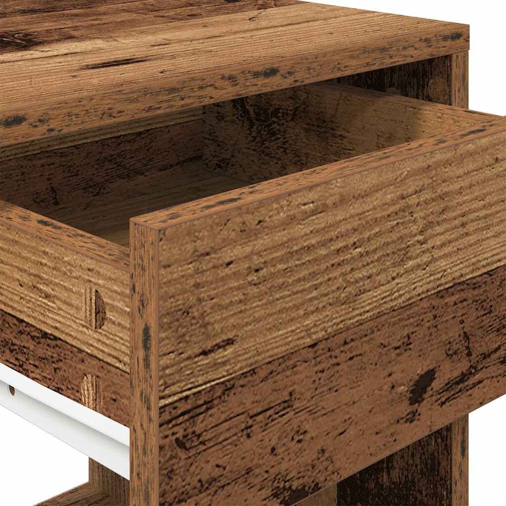vidaXL Κομοδίνο με 2 συρτάρια Όψη Παλαιού Ξύλου 35x34x66,5 εκ.