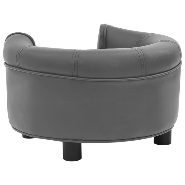 vidaXL Καναπές-Κρεβάτι Σκύλου Γκρι 48x48x32 εκ. Βελουτέ/Συνθετ. Δέρμα