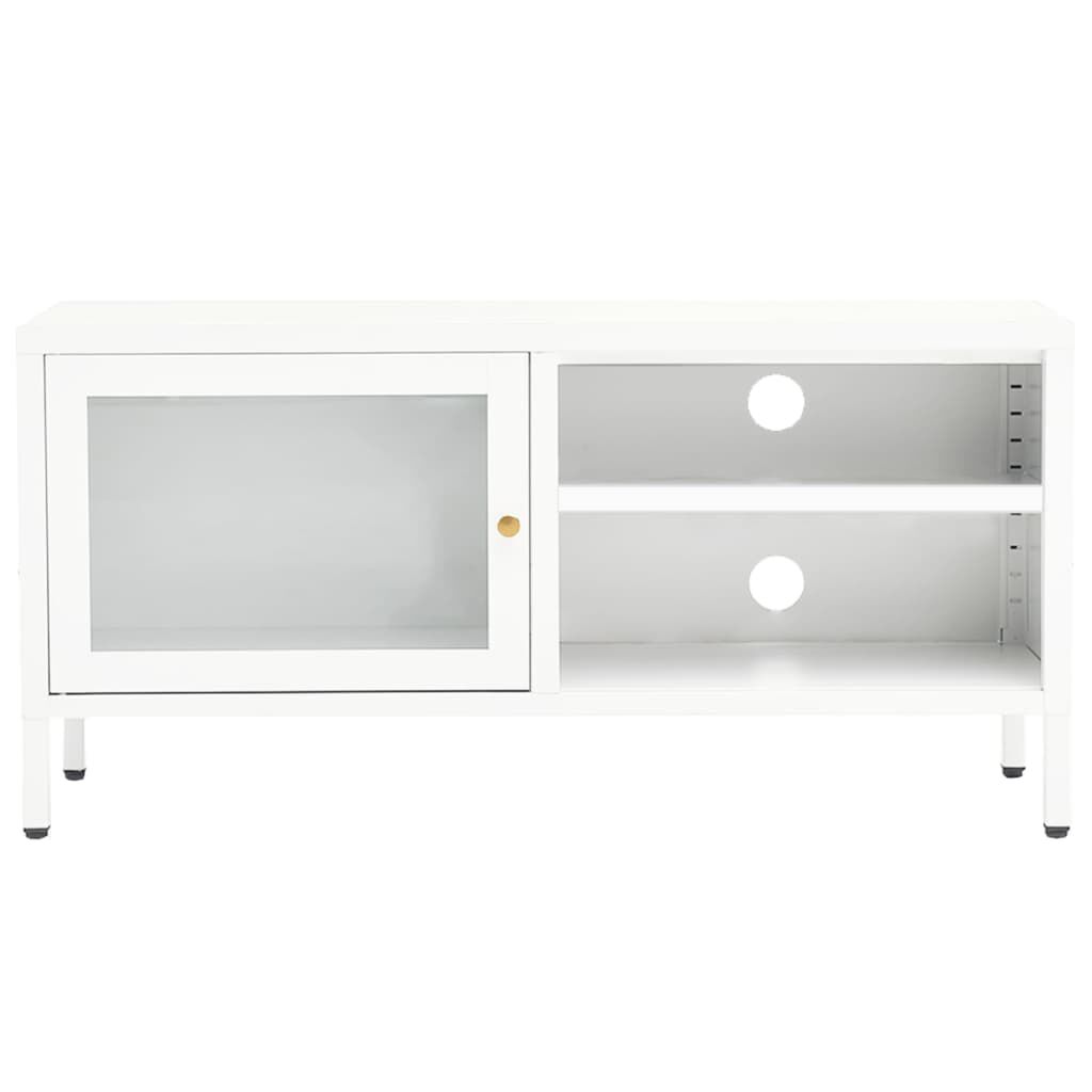 vidaXL Έπιπλο Τηλεόρασης Λευκό 90 x 30 x 44 εκ. από Ατσάλι και Γυαλί