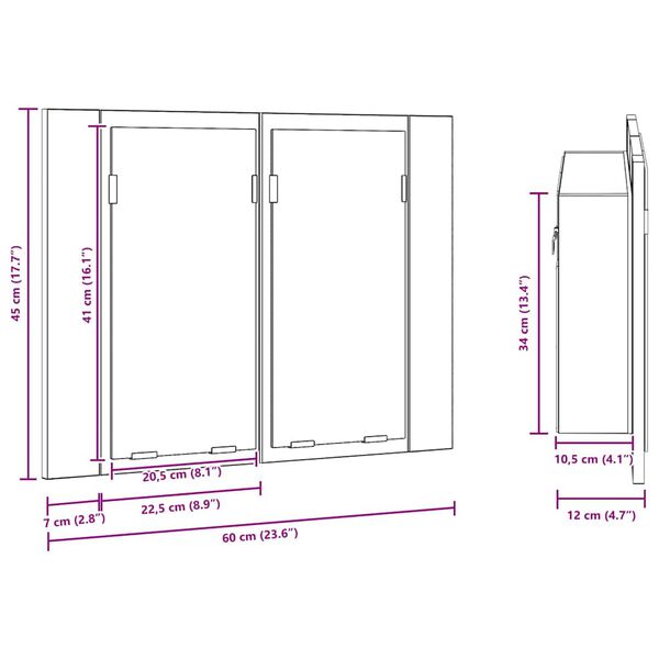 vidaXL Καθρέφτης Ντουλάπι Αρτισιανή Δρυς 60x12x45 εκ. Επεξ. Ξύλο