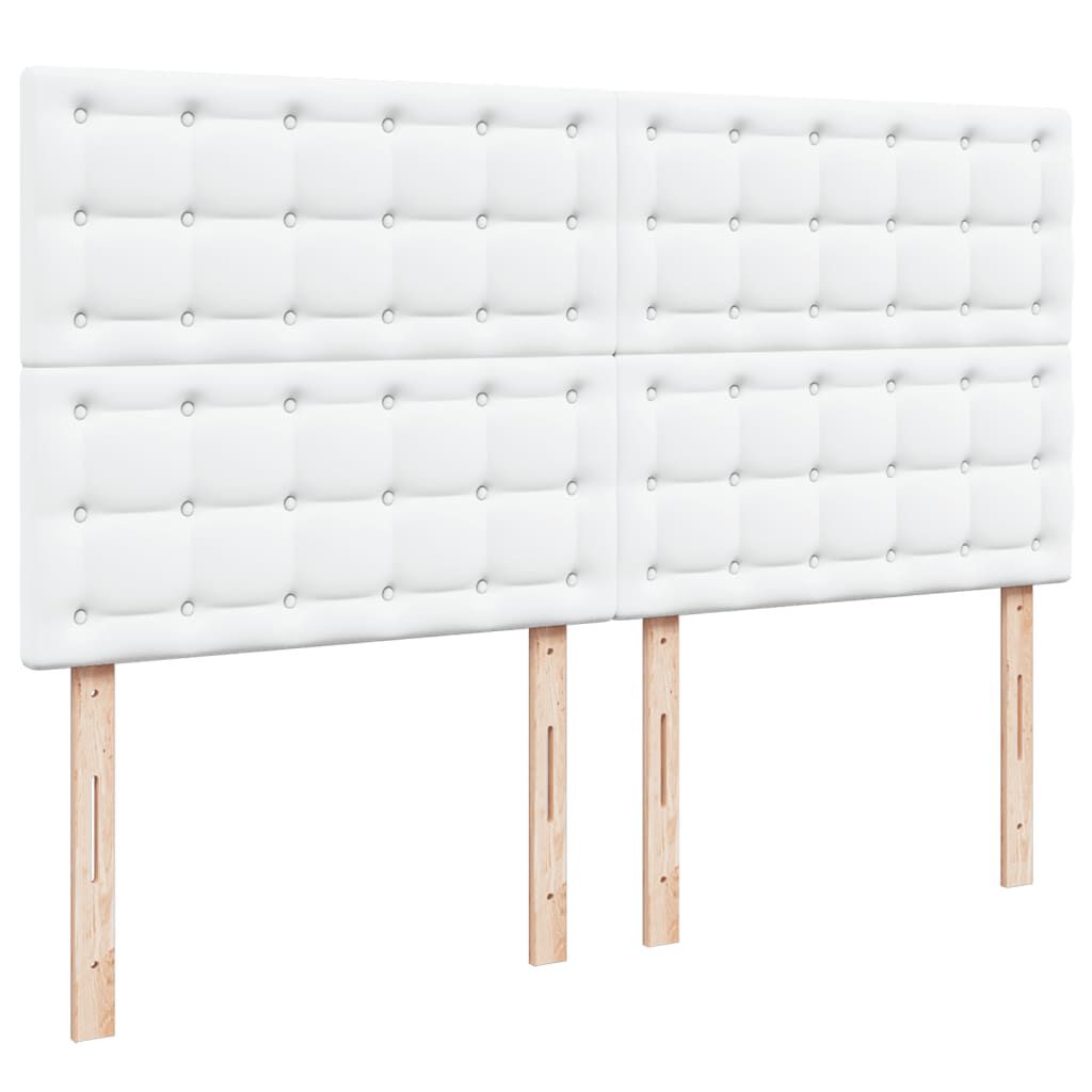 vidaXL Κρεβάτι Boxspring με Στρώμα Λευκό 200x200 εκ. Συνθετικό Δέρμα
