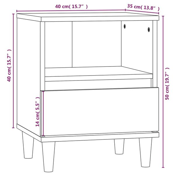 vidaXL Κομοδίνο Γκρι Sonoma 40x35x50 εκ.