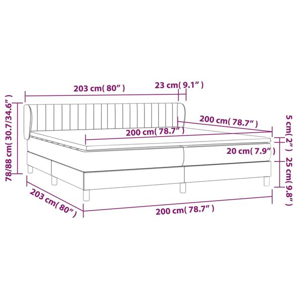 vidaXL Κρεβάτι Boxspring με Στρώμα Σκούρο Μπλε 200x200 εκ. Βελούδινο