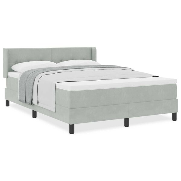 vidaXL Κρεβάτι Box Spring με Στρώμα Ανοιχτό Γκρι 160x200 εκ. Βελούδο