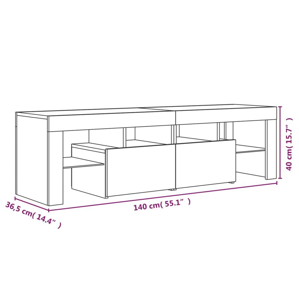 vidaXL Έπιπλο Τηλεόρασης με LED Γκρι Sonoma 140 x 36,5 x 40 εκ.