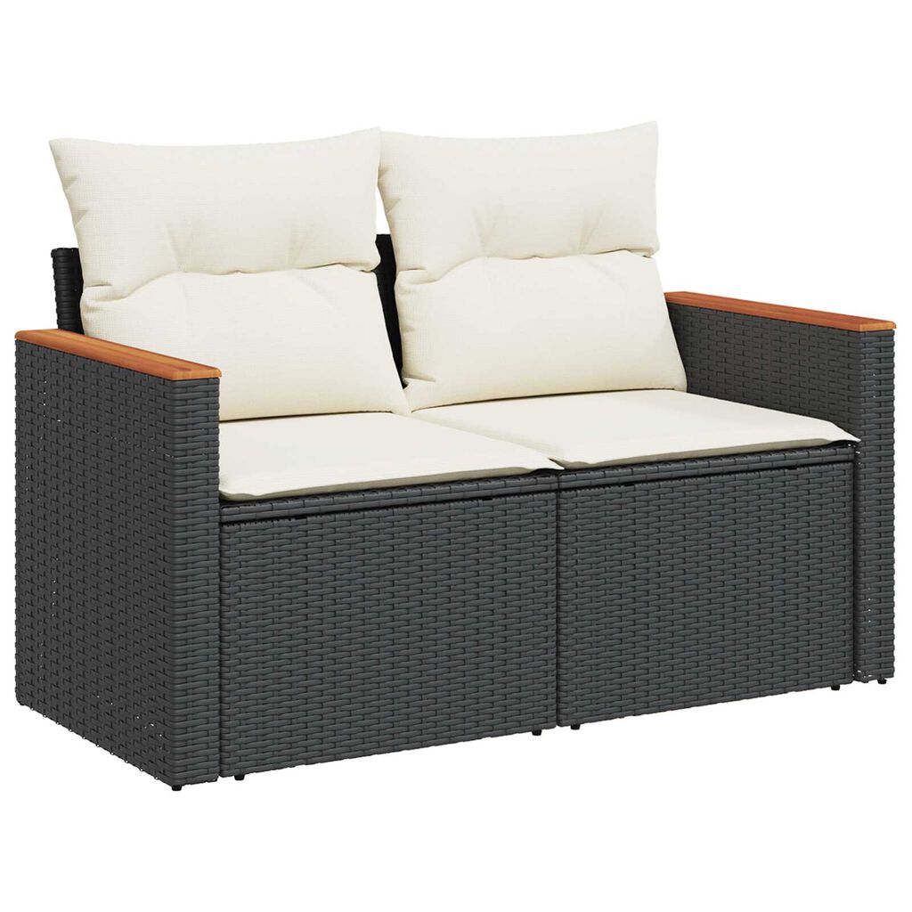 vidaXL Σετ Καναπέ Κήπου με μαξιλάρι 8 pcs Μαύρο Πολυ ράταν