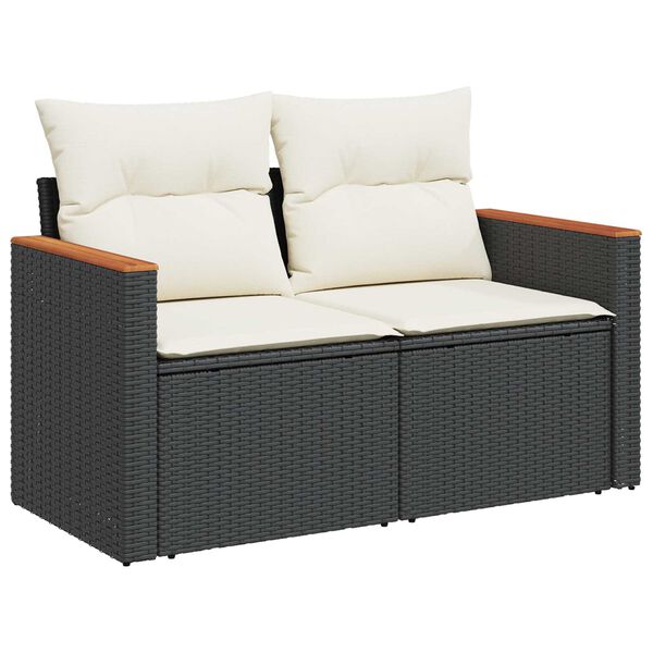 vidaXL Σετ Καναπέ Κήπου με μαξιλάρι 8 pcs Μαύρο Πολυ ράταν