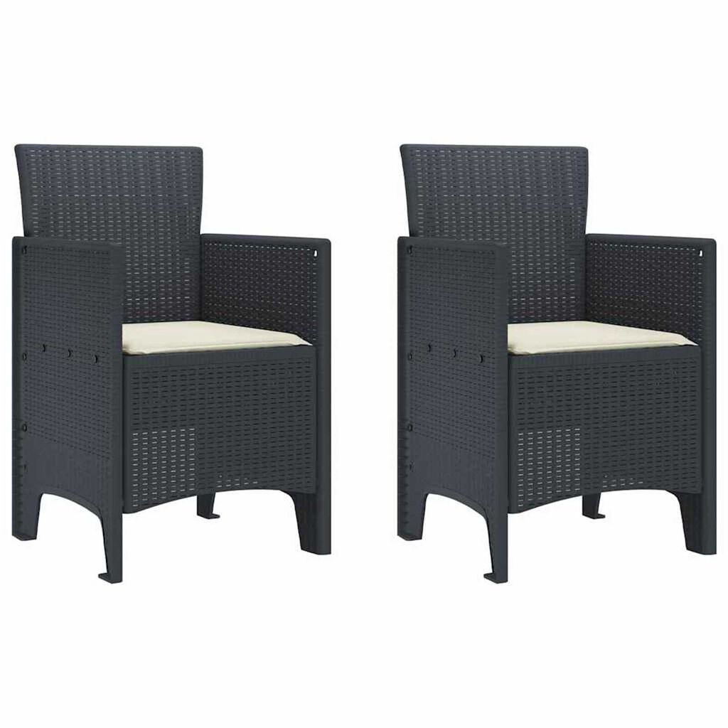 vidaXL Καρέκλα Κήπου 2 pcs Ανθρακί 53 x 49 x 85 εκ. PP