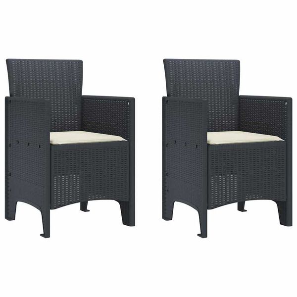 vidaXL Καρέκλα Κήπου 2 pcs Ανθρακί 53 x 49 x 85 εκ. PP