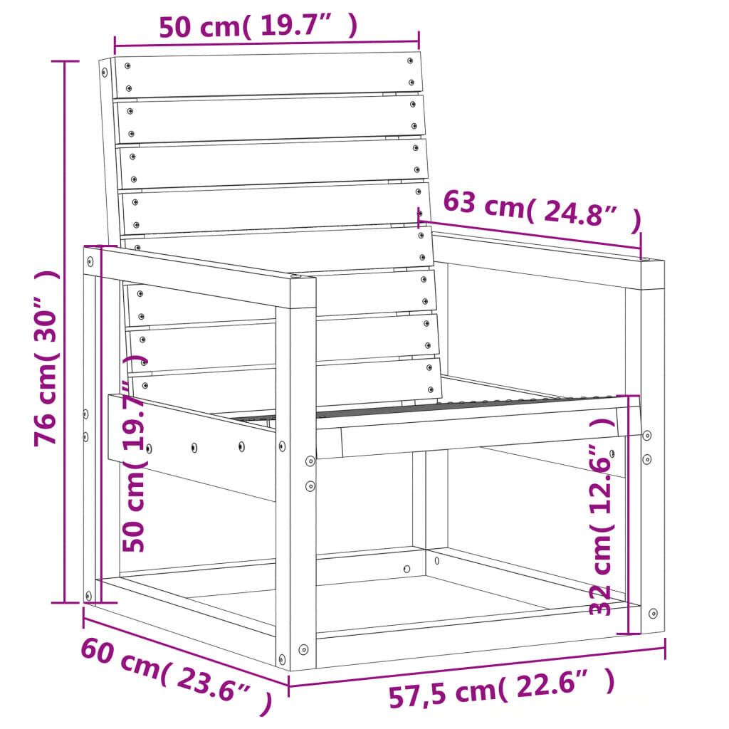 vidaXL Καρέκλα Κήπου Καφέ Κεριού 57,5x63x76 εκ. Μασίφ Ξύλο Πεύκου