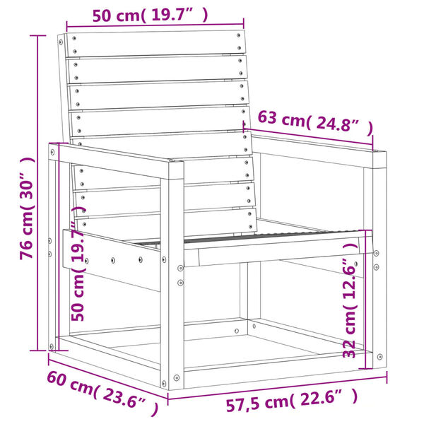 vidaXL Καρέκλα Κήπου Καφέ Κεριού 57,5x63x76 εκ. Μασίφ Ξύλο Πεύκου