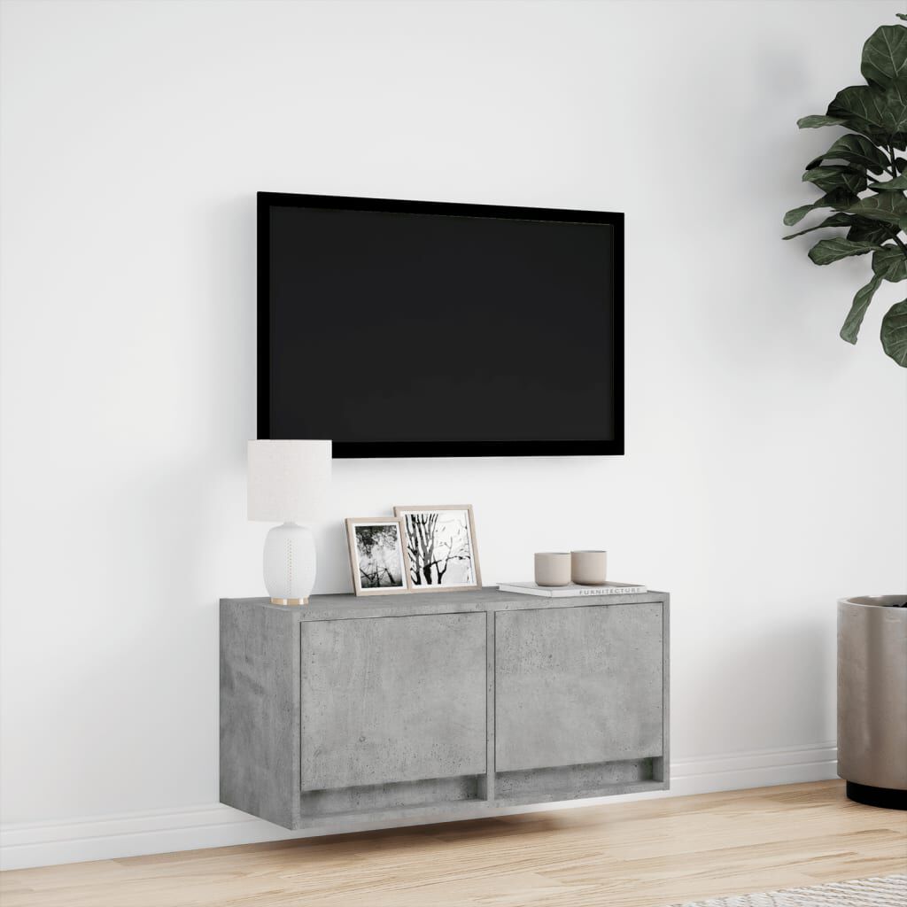 vidaXL Έπιπλο Τηλεόρασης με LED Γκρι Σκυροδέματος 80x31x38 εκ.