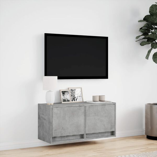 vidaXL Έπιπλο Τηλεόρασης με LED Γκρι Σκυροδέματος 80x31x38 εκ.