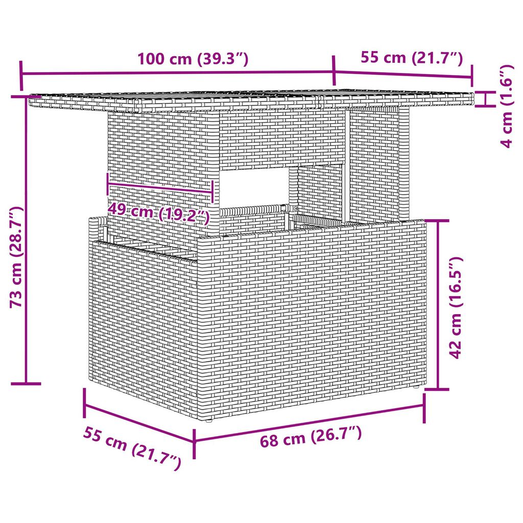vidaXL Σετ κήπου 8 κομματιών με μαξιλάρια Black Poly Rattan