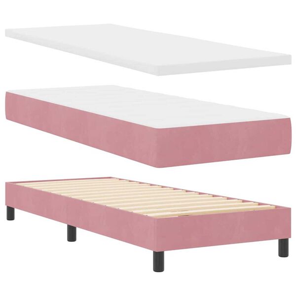 vidaXL Κρεβάτι με ελατήρια με στρώμα Ροζ 80 x 200 cm Βελούδο