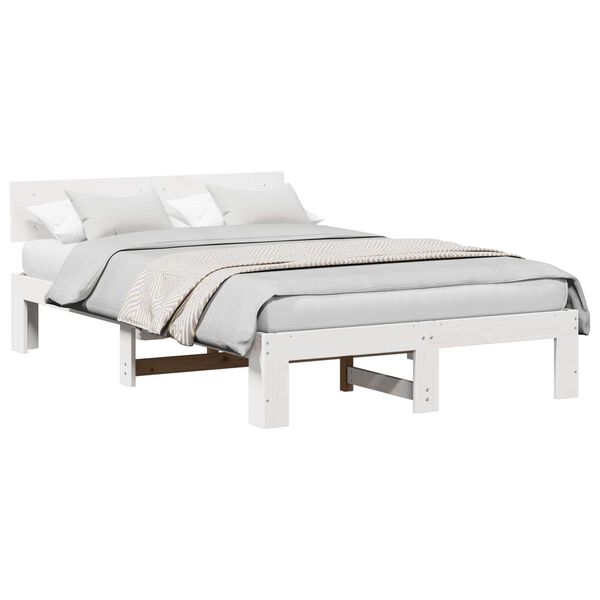 vidaXL Σκελετός Κρεβατιού Λευκό 120 x 190 cm Μασίφ ξύλο πεύκου