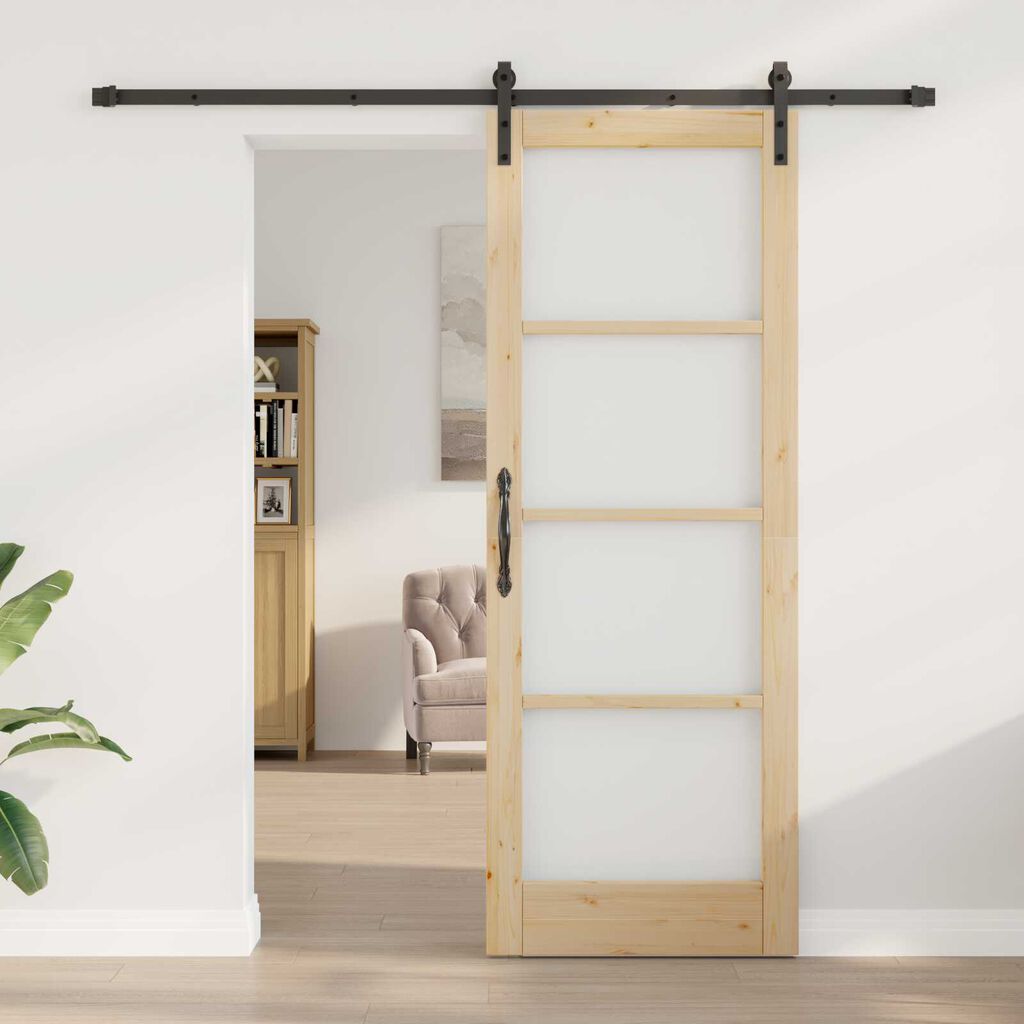 vidaXL Συρόμενη Πόρτα ORKDAL Καφέ 78 x 211 εκ Ξύλο και μέταλλο