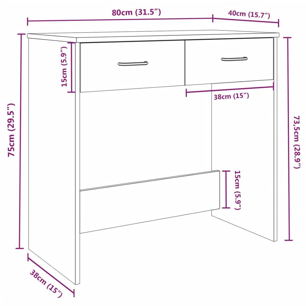 vidaXL Γραφείο Καπνιστή Δρυς 80 x 40 x 75 εκ. από Επεξεργασμένο Ξύλο