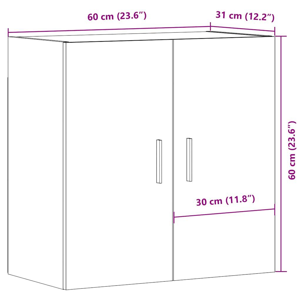vidaXL Ντουλάπι Τοίχου Αρτισιανή Δρυς 60x31x60 εκ. Επεξεργασμένο Ξύλο