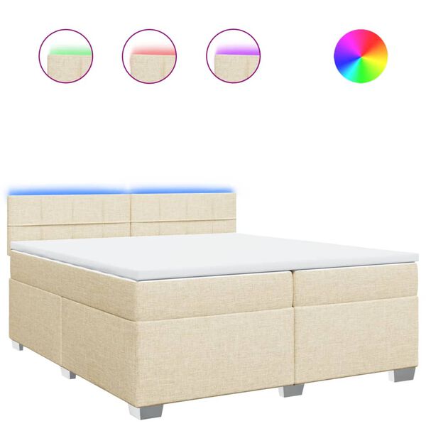 vidaXL &Kappa;&rho;&epsilon;&beta;ά&tau;&iota; Boxspring &mu;&epsilon; &Sigma;&tau;&rho;ώ&mu;&alpha; &Kappa;&rho;&epsilon;&mu; 200x200 &epsilon;&kappa;. &Upsilon;&phi;&alpha;&sigma;&mu;ά&tau;&iota;&nu;&omicron;