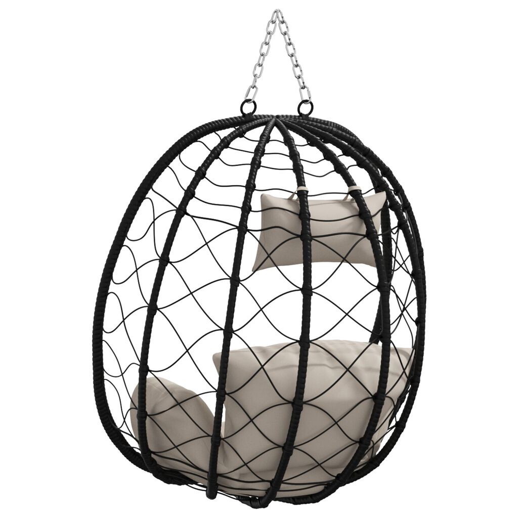 vidaXL Κρεμαστή Καρέκλα Αυγού Basket χωρίς Στήριξη Taupe Poly Rattan