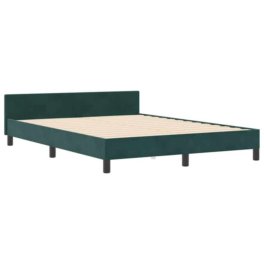 vidaXL Σκελετός Κρεβατιού Σκούρο πράσινο 140 x 190 cm Βελούδο