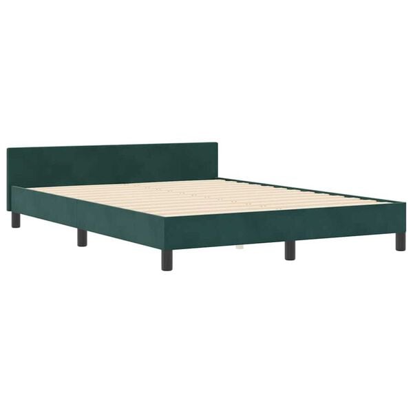 vidaXL Σκελετός Κρεβατιού Σκούρο πράσινο 140 x 190 cm Βελούδο