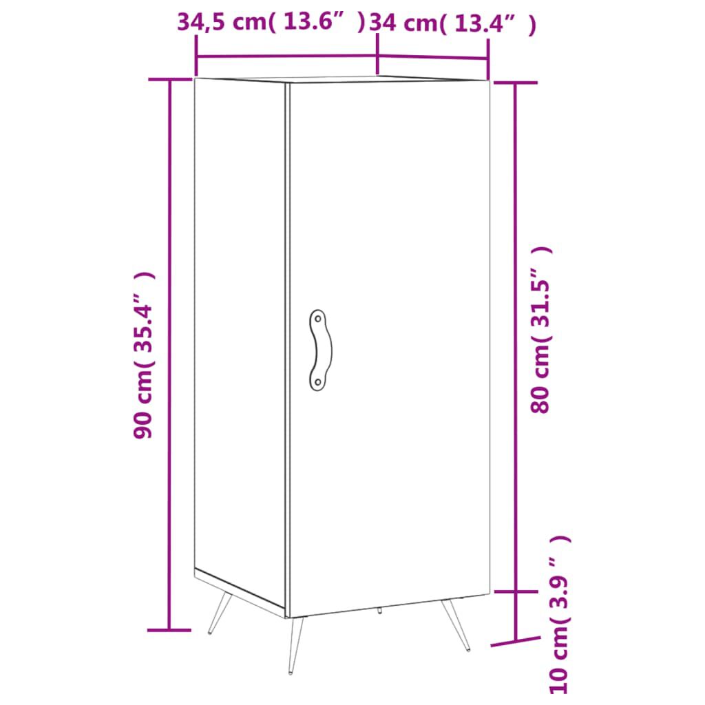 vidaXL Ντουλάπι Γυαλιστερό Λευκό 34,5x34x90 εκ. Επεξεργασμένο Ξύλο