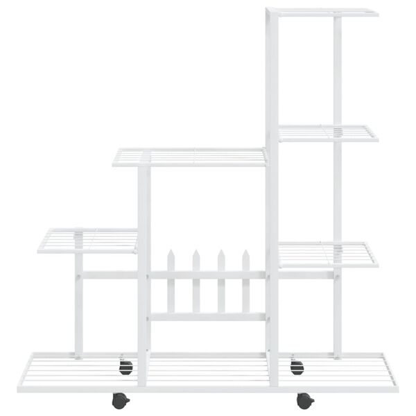 vidaXL Ανθοστήλη με Ρόδες Λευκή 94,5 x 25 x 92,5 εκ. Μεταλλική