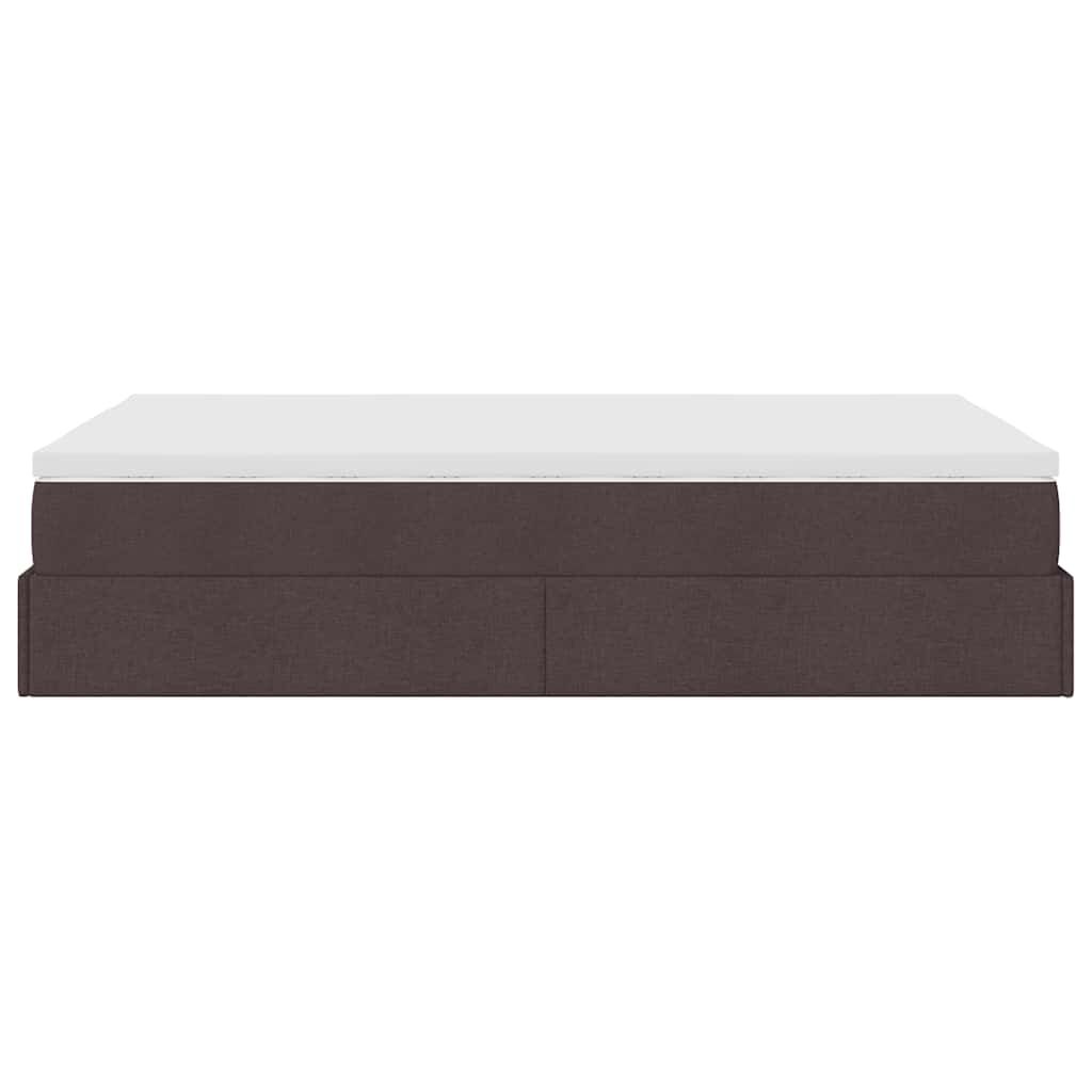 vidaXL Ottoman Κρεβάτι με Στρώμα Σκούρο Καφέ 120x200cm Ύφασμα