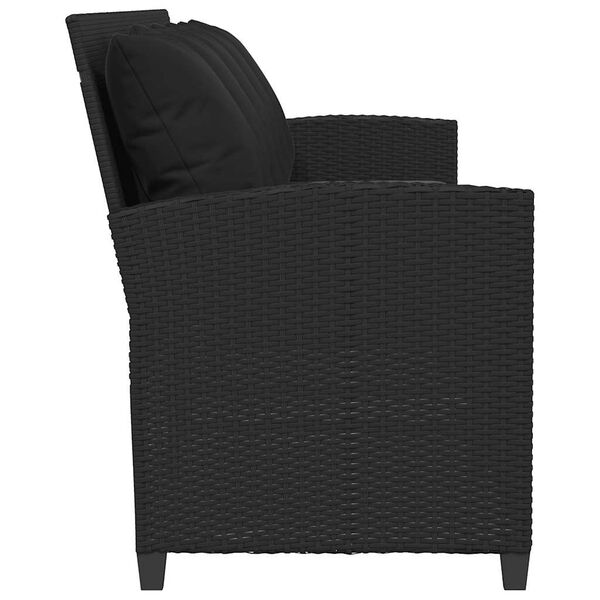 vidaXL Καναπές κήπου 5θέσιος με μαξιλάρια Μαύρο Poly Rattan