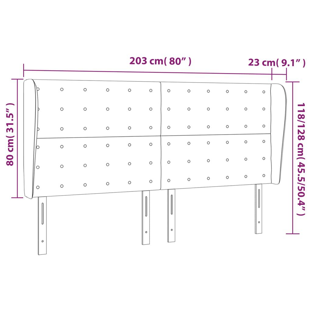 vidaXL Κεφαλάρι με Πτερύγια Σκούρο Γκρι 203x23x118/128 εκ. Βελούδινο