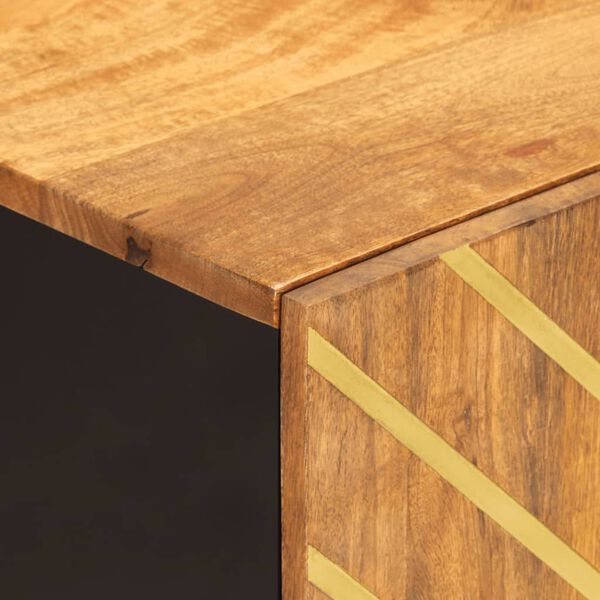 vidaXL Ντουλάπι Μπάνιου Καφέ/Μαύρο 38x33,5x58 εκ. Μασίφ Ξύλο Μάνγκο