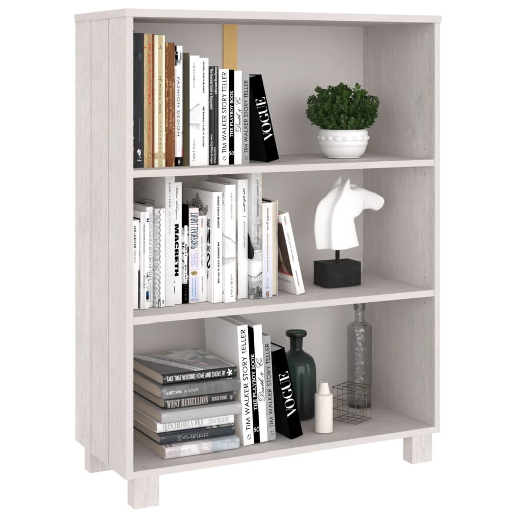 vidaXL Βιβλιοθήκη HAMAR Λευκή 85 x 35 x 112 εκ. από Μασίφ Ξύλο Πεύκου