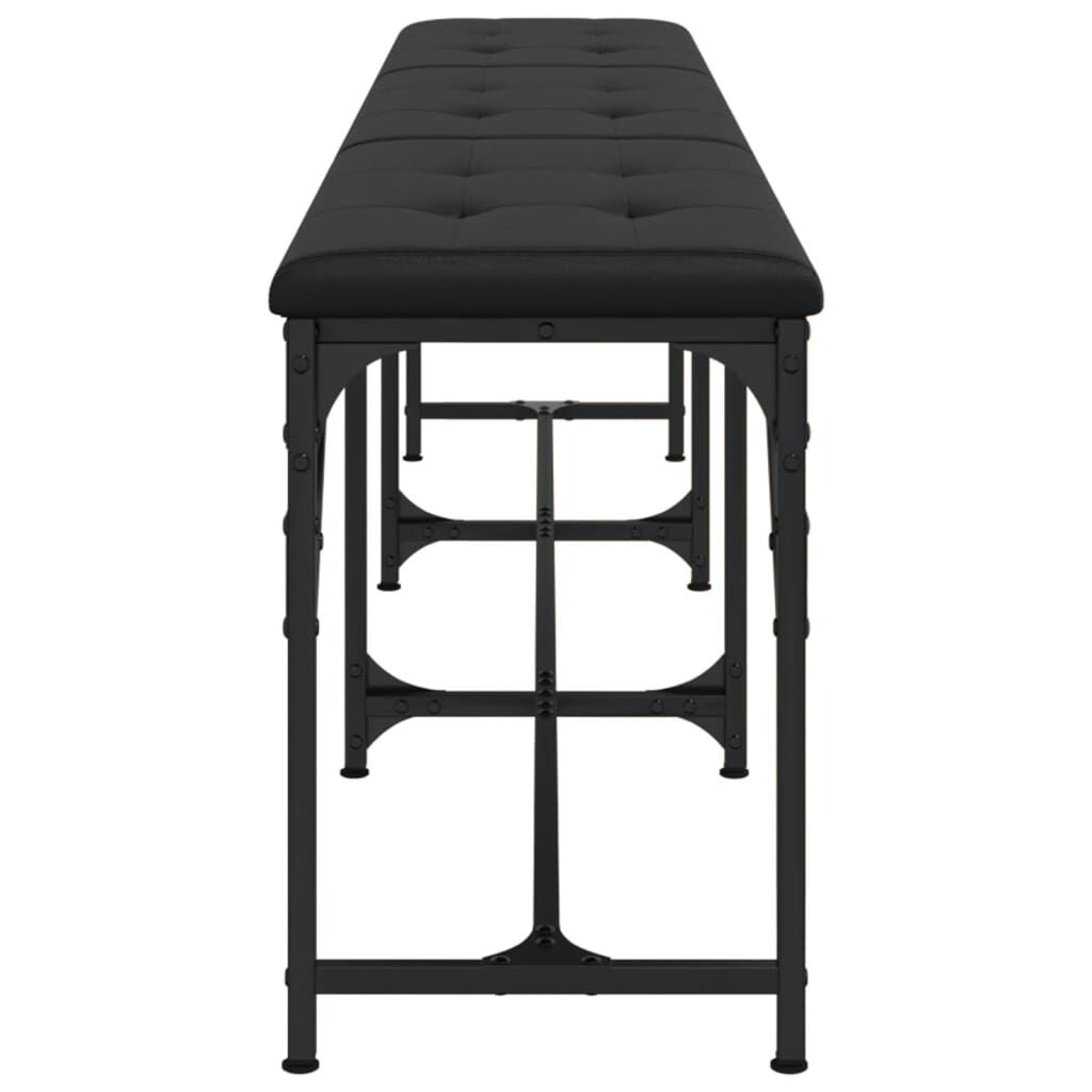 vidaXL Πάγκος Τραπεζαρίας Μαύρος 186x32x45 εκ. Ατσάλι/Συνθετικό Δέρμα