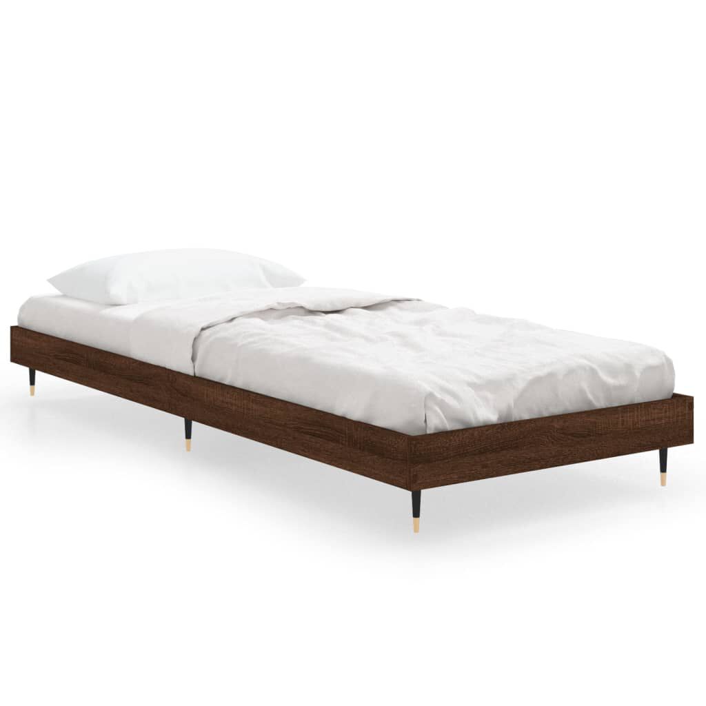 vidaXL Πλαίσιο Κρεβατιού Χωρ. Στρώμα Καφέ Δρυς 75x190εκ Επεξ. Ξύλο